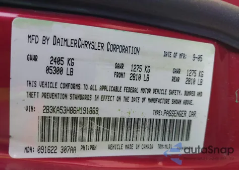 2006 Dodge Charger Rt из США, поврежденный, VIN 2B3KA53H86H191869